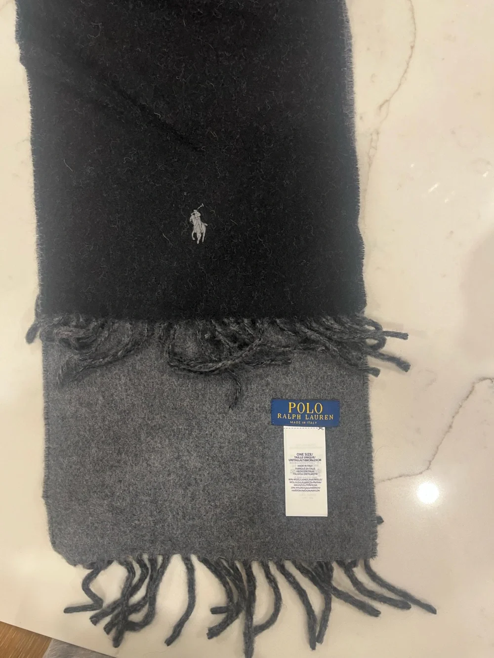 Polo by Ralph Lauren Black & Gray Two-Tone Wool Scarf
